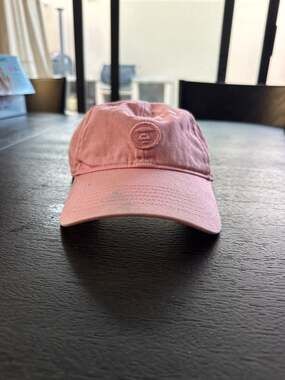 AAPE BY A BATHING APE Light Pink Embroidered Moonface Logo Dad Hat